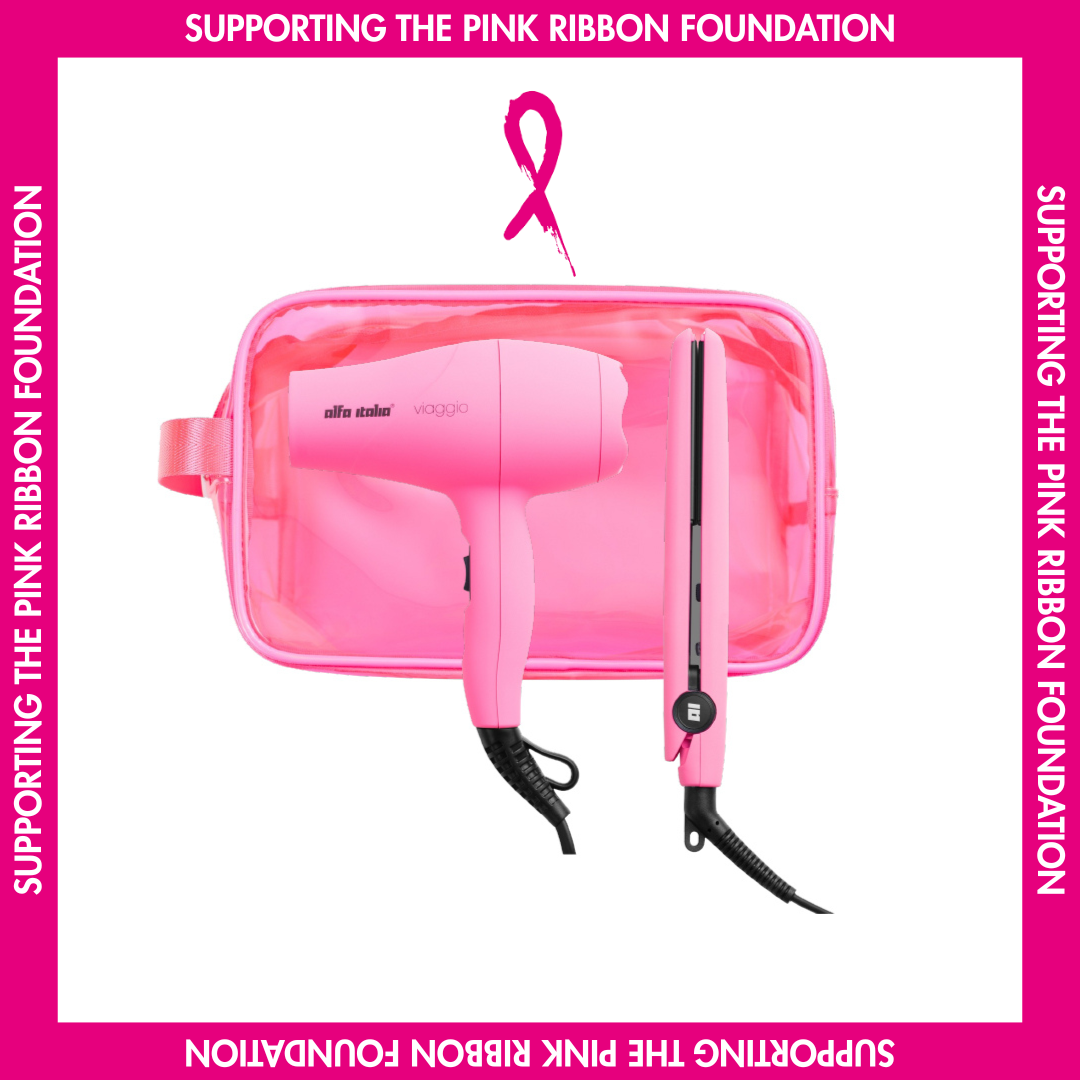 Alfa Italia Viaggio Travel Hair Dryer & Straightener Set - Neon Pink