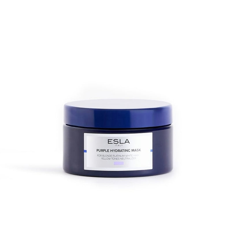 Purple hydrating mask jar with ESLA label on a white background